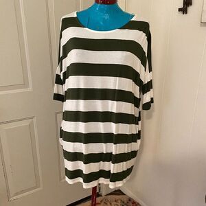 Zenana Premium Oversized Stripped Tunic Top Women Size M